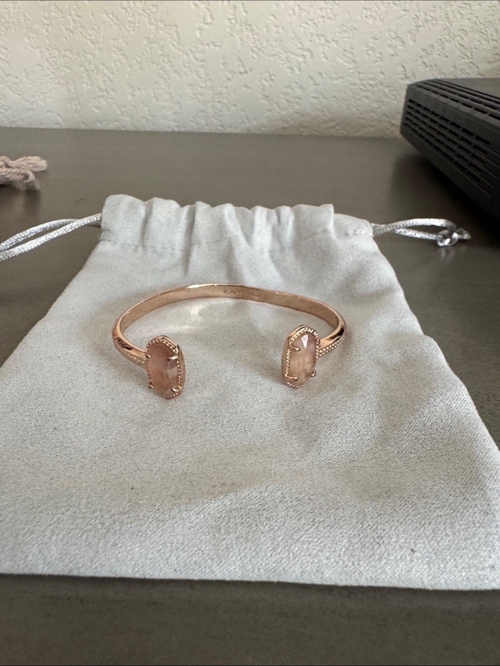 Kendra Scott Rose Gold Open Cuff with Blush Pink Stones